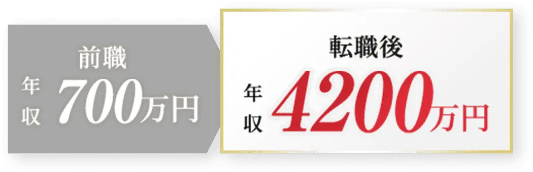 前職年収700万円 転職後年収4200万円