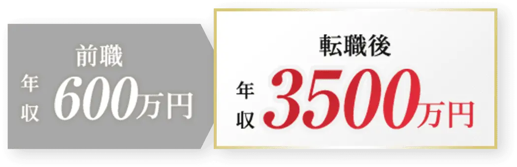 前職年収600万円 転職後年収3500万円